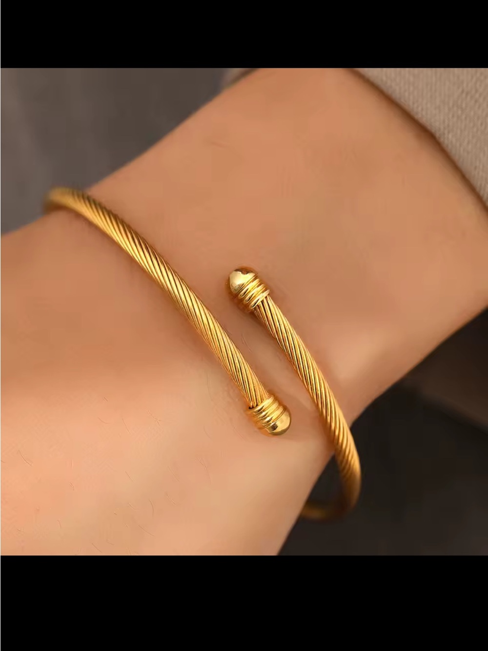 Women’s Gold-Tone Twisted Cable Open Cuff Bracelet
